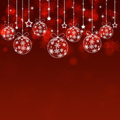 Fototapeta na wymiar Holiday Xmas Balls Red Background
