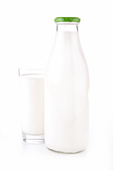 milk bottle and glass