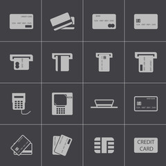 Vector black  credit cart  icons set