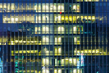 Modern office building at night