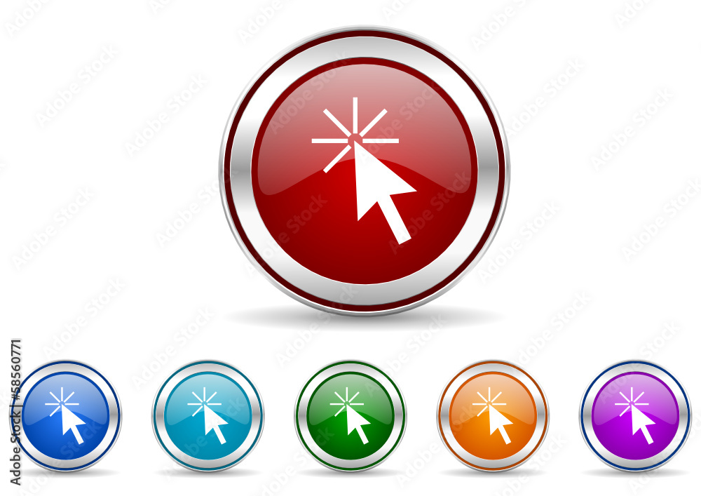 Poster click here icon vector set