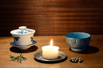 Chinese teaset with candle