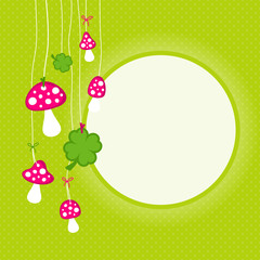 Hanging Fly Agarics & Cloverleafs Pink/Green Dots