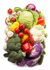 Fresh vegetables isolated on white