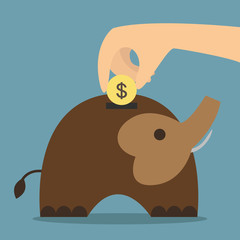 Obraz premium Elephant bank saving money vector