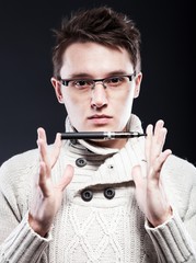 Man smoking electronic cigarette