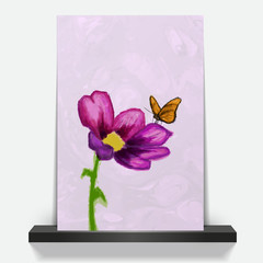 Painted flower and butterfly  presentation cover design