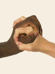 Obraz premium Mixity - Two joint hands symbolizing diversity