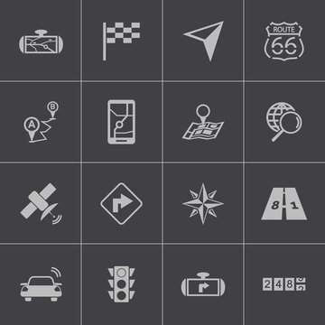 Vector black navigation icons set