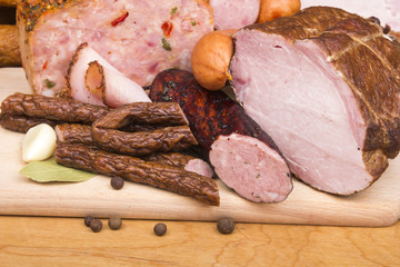 meat products on a wooden table