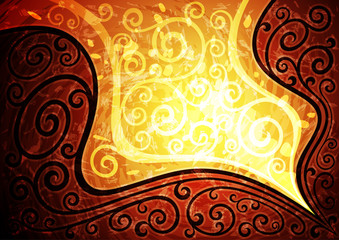 Abstract red vector floral illustration.