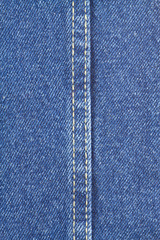 Blue jeans texture fabric with yellow double stitching in center