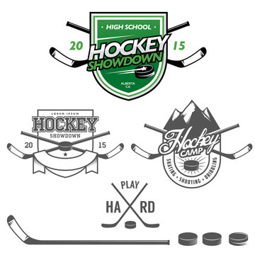 Ice hockey labels, badges and design elements