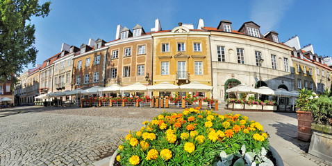 Rynek Nowego Miasta w Warszawie -Stitched Panorama - obrazy, fototapety, plakaty