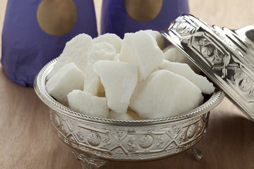 Traditional Moroccan bowl with sugar