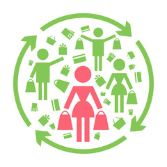 Shopping store icons in circle