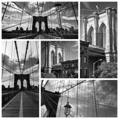Collage Pont de Brooklyn noir et blanc - USA