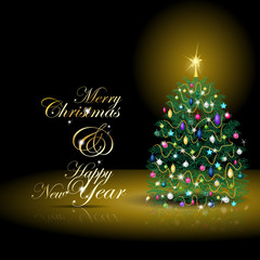 Christmas Tree Card - Vector Illustration