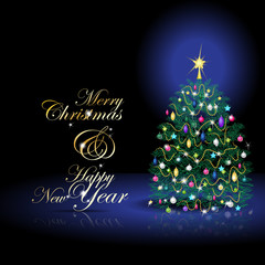 Christmas Tree Card - Vector Illustration