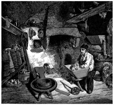 French Peasant making Cheese (Buron) Massif Central