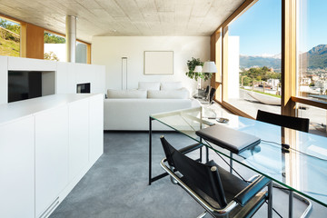 beautiful modern house in cement, interiors