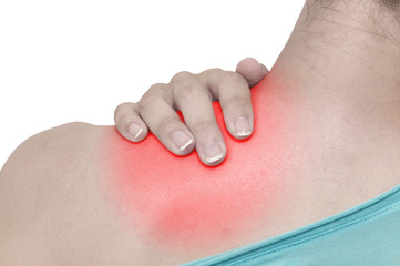 Acute pain in a woman shoulder