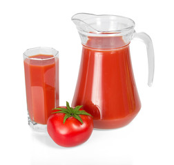 Full decanter and juice glass, the tomato