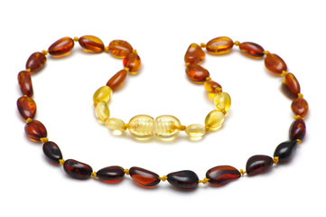 Baltic amber baby necklace, rainbow model