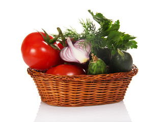 Vegetables in wicker basket