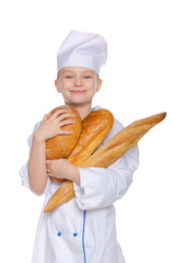 Smiling baker with bread