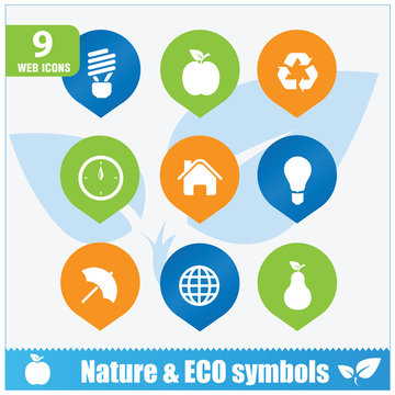 Nature ecology symbols set