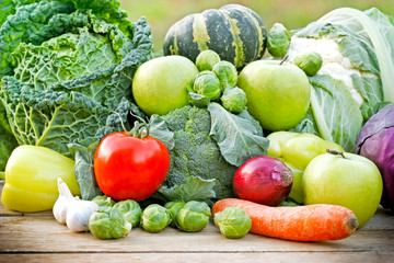 Fresh organic fruits and vegetables