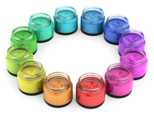 Ink bottles isolated on white