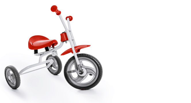 Kids tricycle on white background