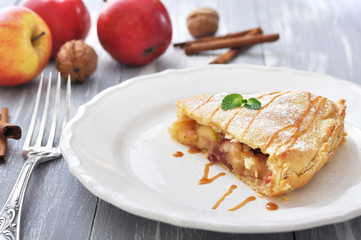 Slice of homemade apple pie