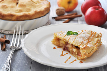 Slice of homemade apple pie