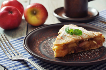 Slice of homemade apple pie