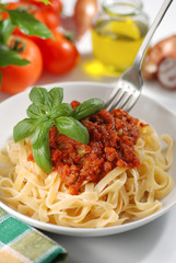 tagliatelle al ragù di carne con ingredienti