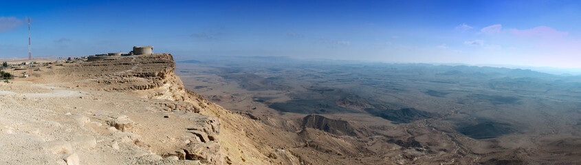 Panoramic view on the Ramon crater, desert of the Negev, Israel