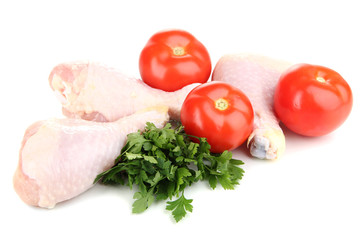 Raw chicken legs isolated on white