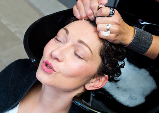 washing hair and massage