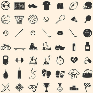 vector set of 49 icons for sports store