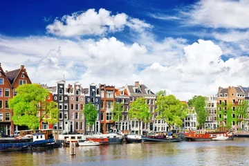 Gordijnen Amsterdam with canal in the downtown,Holland. © BRIAN_KINNEY