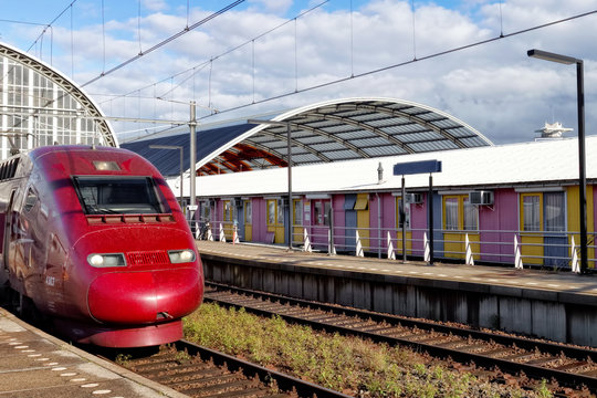Modern Fast Passenger Train   at the station.