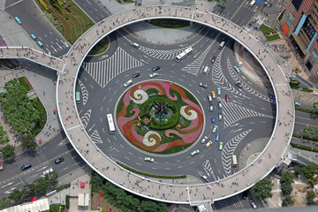 Aerial view of the crossroads in Shanghai, China