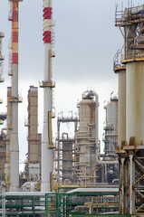 Oil refinery plant with lot of pipes.