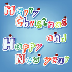 text of merry christmas with pin  vector