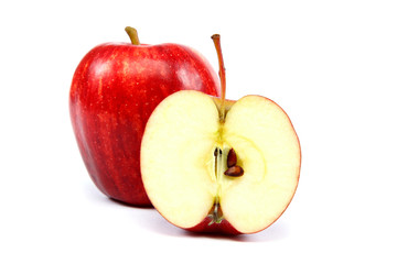 Fresh red apples with a slice.
