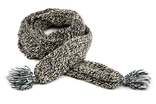 Cold winter clothing. Wool scarf.
