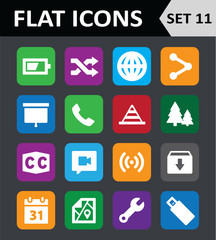 Fototapeta premium Universal Colorful Flat Icons. Set 11.
